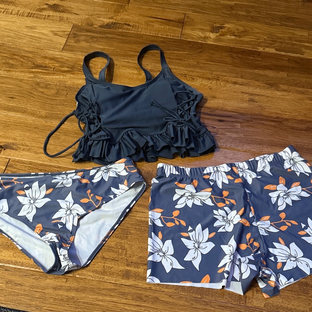 Floral Bikini and Swim Shorts Set **Never Worn**